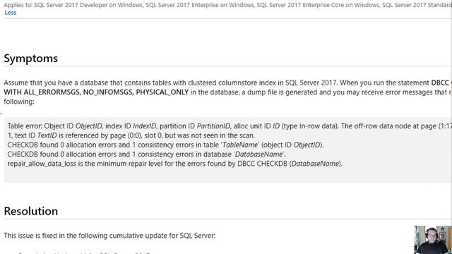 CHECKDB Bug With SQL Server 2017 And ColumnStore Indexes смотреть онлайн