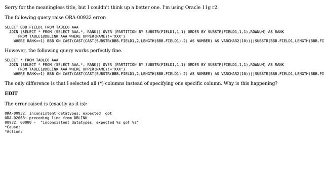 Databases: Why ORA-00932: Inconsistent Types error? (2 Solutions!!) смотреть онлайн