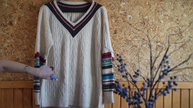 Джемпер спицами//Обзор// V - образная горловина//Sweater Vest