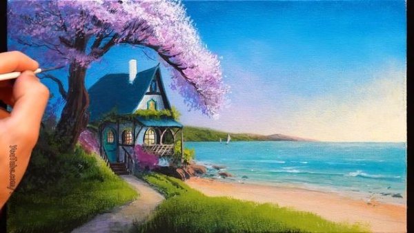 Аcrylic Landscape Painting - Paradise Sea / Satisfying Art / Easy Drawing For Beginners / Акрил