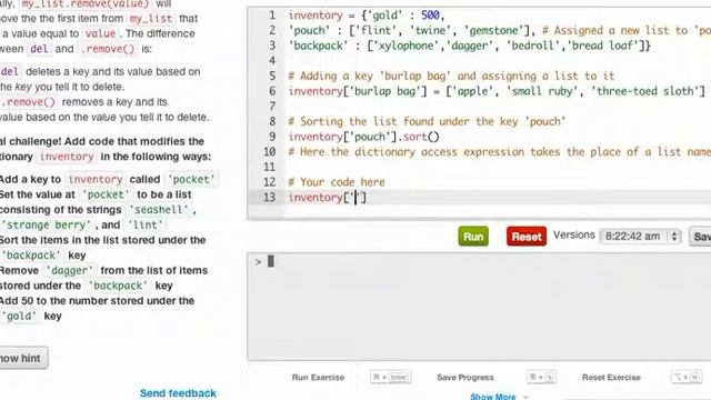 python lists and dictionaries explained via codecademy смотреть онлайн