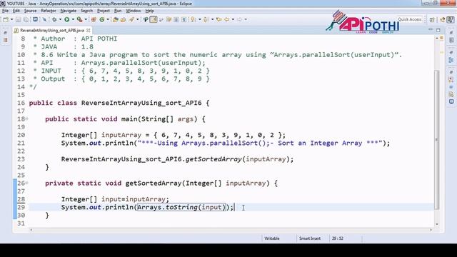 8_6.Write a Java program to sort the numeric array using “Arrays.parallelSort(userInput)” смотреть онлайн