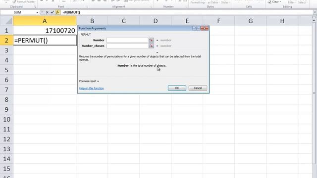 Excel 2010 - Statistics - Permutations смотреть онлайн