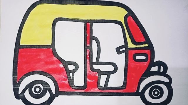 How to Draw Auto Rickshaw Easy with Acrylic Paints fro Kids смотреть онлайн