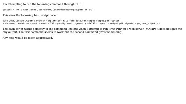 DevOps & SysAdmins: Bash script working in command line but not through PHP смотреть онлайн