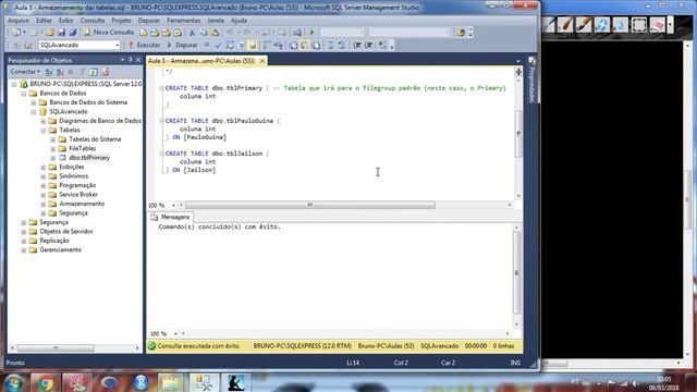 Curso de SQL Server Avançado (Aula 3) - Criando tabelas em seus respectivos filegroups смотреть онлайн