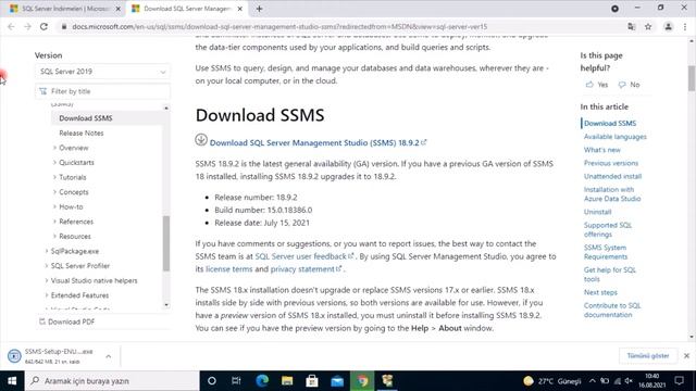 Microsoft SQL Server Management Studio Kurulumu смотреть онлайн
