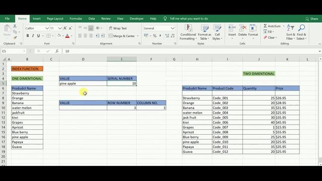 MS Excel - Index function | Index Formula | How to use the INDEX function in excel | Learnersworld смотреть онлайн