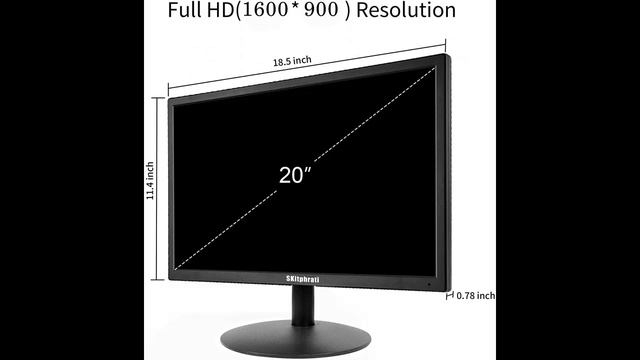 SKitphrati 20 inch PC Monitor 1600x900 HD+ 60Hz LED Monitor with HDMI VGA Input, 76% sRGB смотреть онлайн