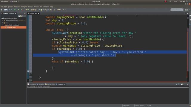 Investment earnings - Java example смотреть онлайн