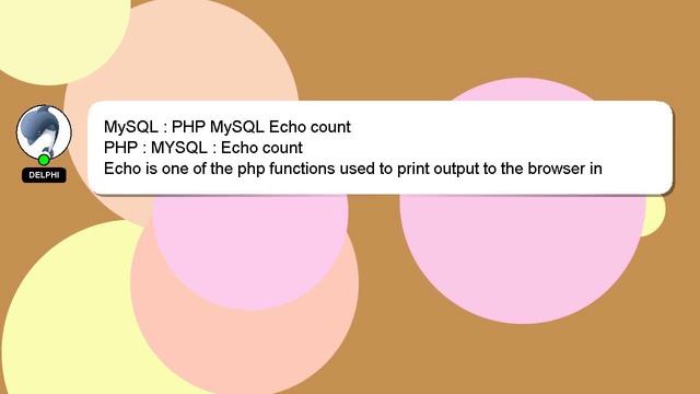 MySQL : PHP MySQL Echo count смотреть онлайн