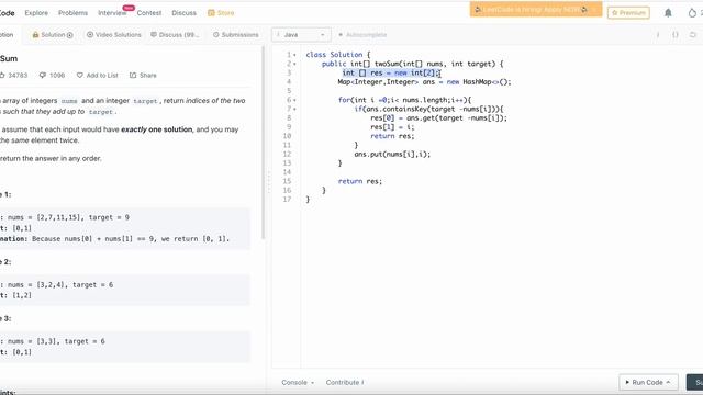 Leetcode - 1 : 2 Sum | Java Solution смотреть онлайн