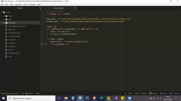 How to Extract from a rar file using Python (Windows)