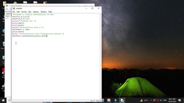 Program To create intersection of sets смотреть онлайн