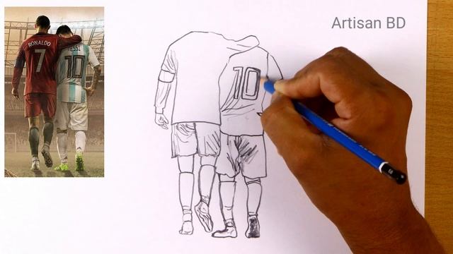 Cristiano Ronaldo and Lionel Messi Pencil sketch #cr7 #messi смотреть онлайн
