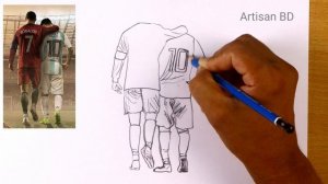Cristiano Ronaldo and Lionel Messi Pencil sketch #cr7 #messi