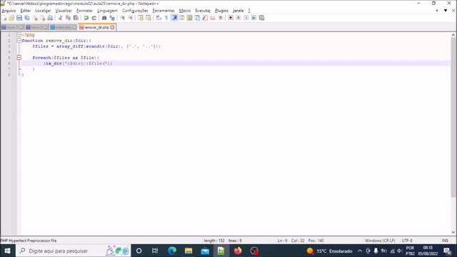 PHP Módulo 2: Aula #28 - Removendo diretório que não está vazio смотреть онлайн