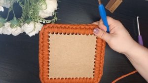 Вяжем квадратную корзину. Часть 1. Обвязка деревянного дна. БЕСШОВНОЕ СОЕДИНЕНИЕ