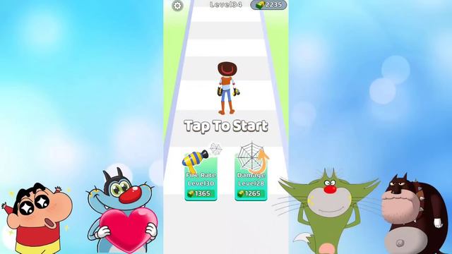 Oggy Try to Max Level in Monster Catch Run Game | With Jack And Shinchan | Oggy Game смотреть онлайн