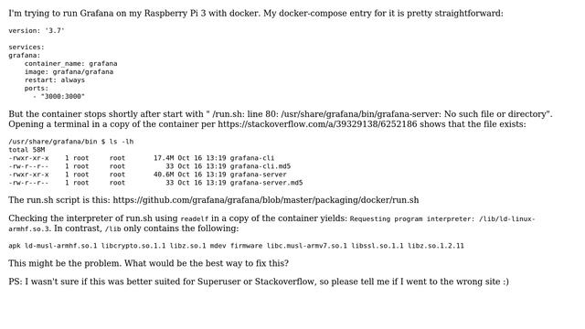 Grafana Docker entrypoint script stops with "No such file or directory", but file is there смотреть онлайн