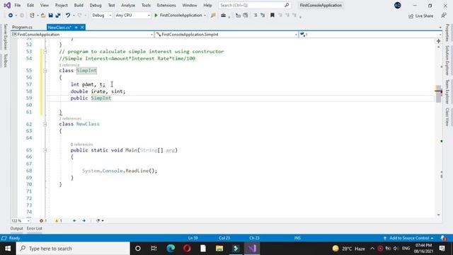 Program to calculate Simple Interest Using Constructor With C# смотреть онлайн