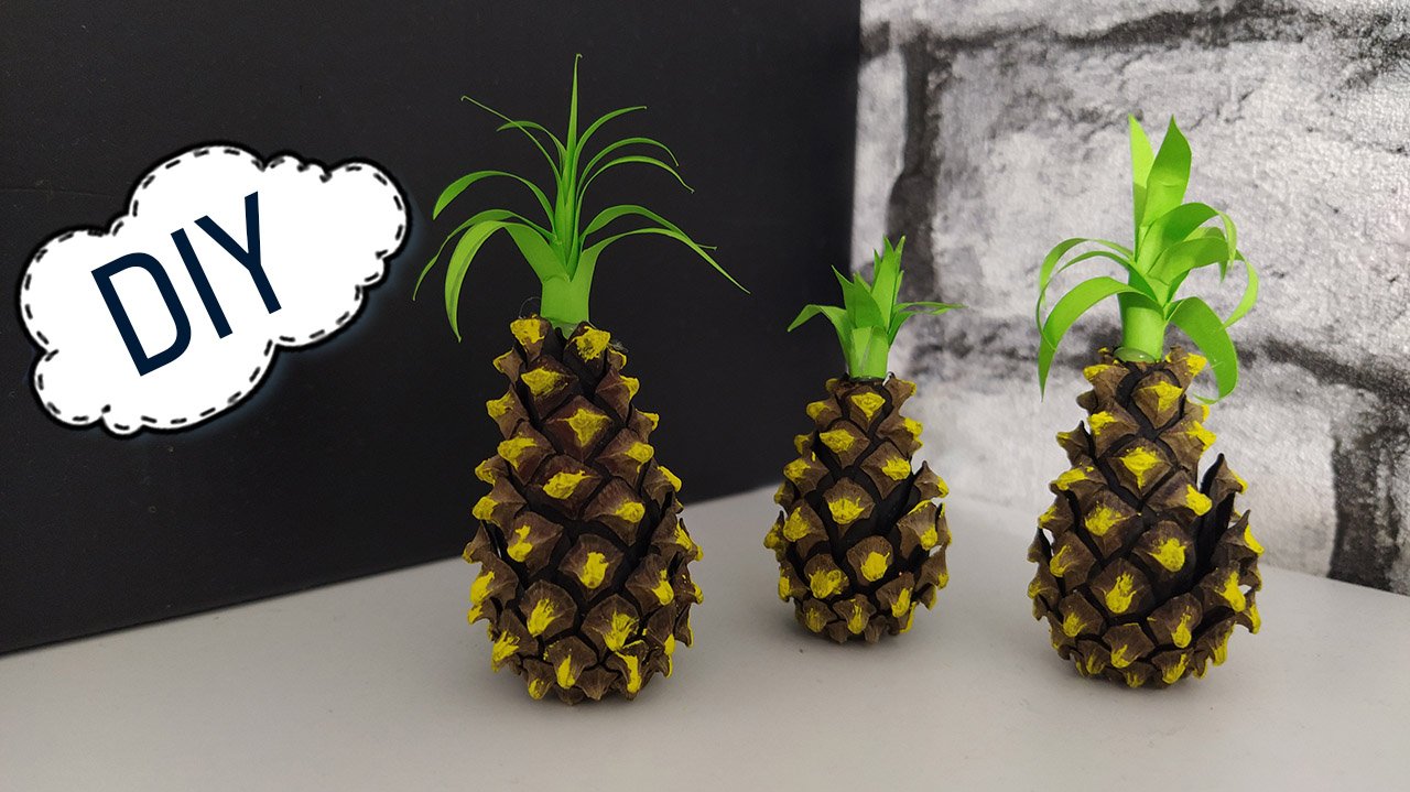 Красивая поделка Ананасы из шишек. смотреть онлайн