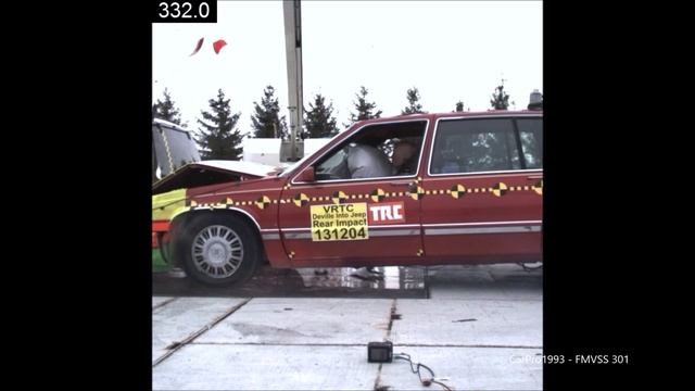 1993 Cadillac DeVille Into 1996 Jeep Grand Cherokee FMVSS 301 Rear Crash Test (Test #5 - No Leak) смотреть онлайн