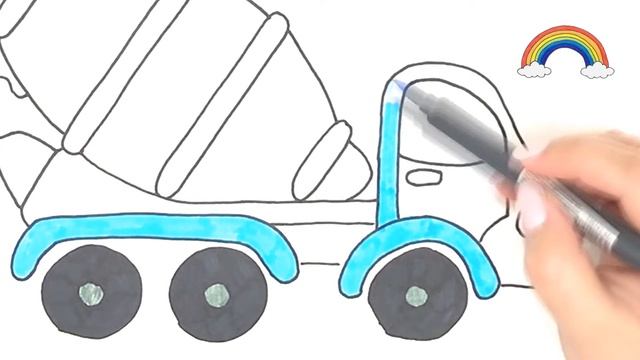 Coloring Concrete mixer | How to draw Concrete mixer | Painting and Drawing смотреть онлайн