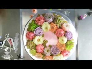 Гортензия, оформляем торт "Полет" кремом шантфилекс. Крем chantyflex.