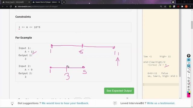 Square Root of Integer | Binary Search | InterviewBit | Leetcode | GeeksforGeeks смотреть онлайн