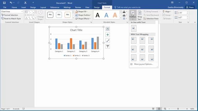 How to Change Position of a Chart in a document in Word 2016 смотреть онлайн
