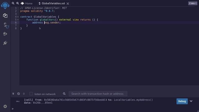 Global Variables | Solidity 0.8 смотреть онлайн