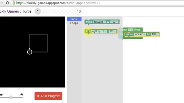 Blockly Games - Solution Turtle 1 смотреть онлайн