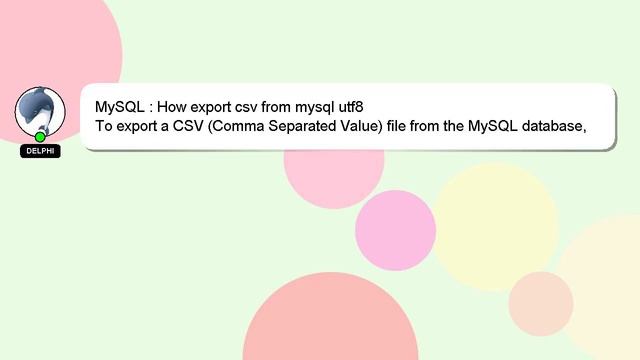 MySQL : How export csv from mysql utf8 смотреть онлайн