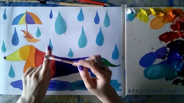 Такса гуашью. Dachshund Gouache