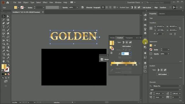 How to Create Editable Golden Text Effect - Adobe Illustrator смотреть онлайн