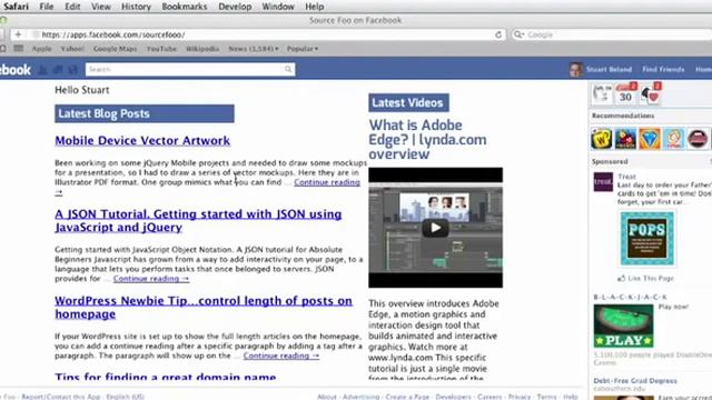 Facebook Application Development Tutorial 20 Adding a JSON post feed onto a page смотреть онлайн