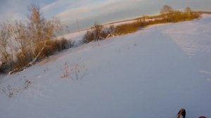 Погоня на снегоходе за зайцем