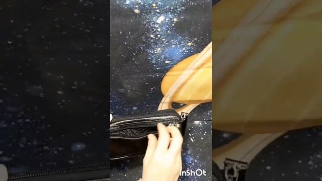 Борсетка из кожи флотер чёрного цвета смотреть онлайн