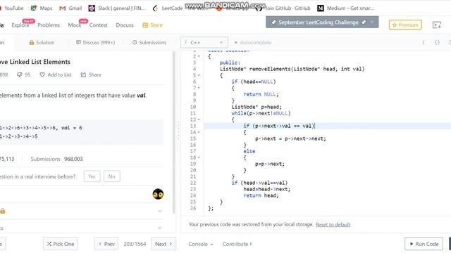 Leetcode #203 Remove link list element. смотреть онлайн