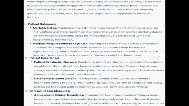 What quality metrics will you put into place and monitor to track the quality of your health care смотреть онлайн