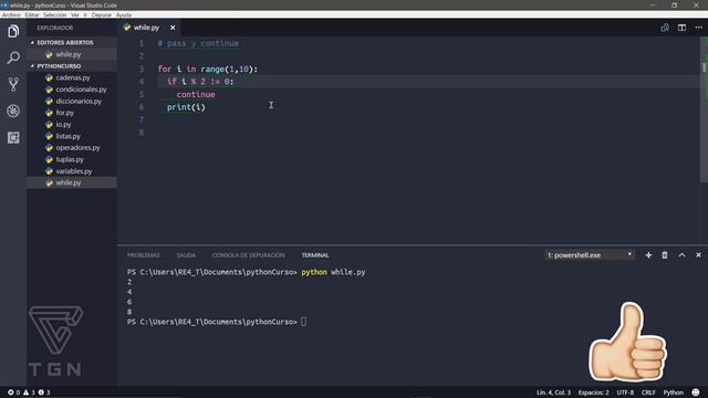 Curso de Python 3 - Sentencia Pass y Continue смотреть онлайн