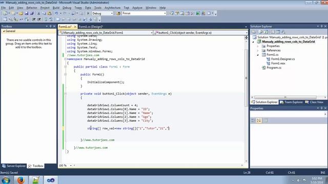 Manually Adding Rows And Columns in DataGridView смотреть онлайн