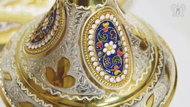 Silverware handmade enamel. Серебряный сервиз "Царский" с позолотой и горячей эмалью www.apande.ru смотреть онлайн