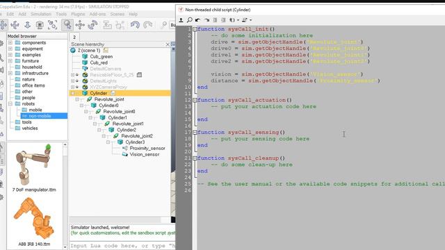 CopelliaSim V Rep Робот манипулятор 3 смотреть онлайн