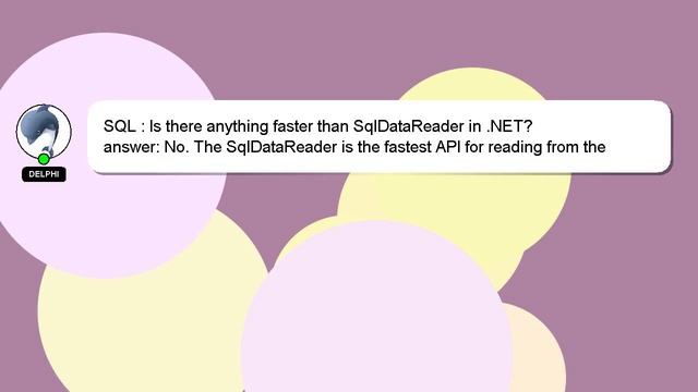 SQL : Is there anything faster than SqlDataReader in .NET? смотреть онлайн