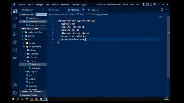 Estilizando Formulário Com Css Stylesheet Mini Curso React Js #17 смотреть онлайн