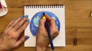 Рисунок цветными карандашами "Космос" | Поэтапная срисовка для начинающих