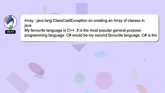 Array : java.lang.ClassCastException on creating an Array of classes in java смотреть онлайн