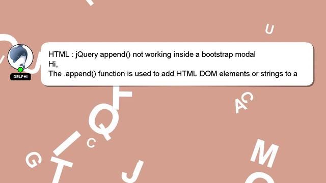 HTML : jQuery append() not working inside a bootstrap modal смотреть онлайн
